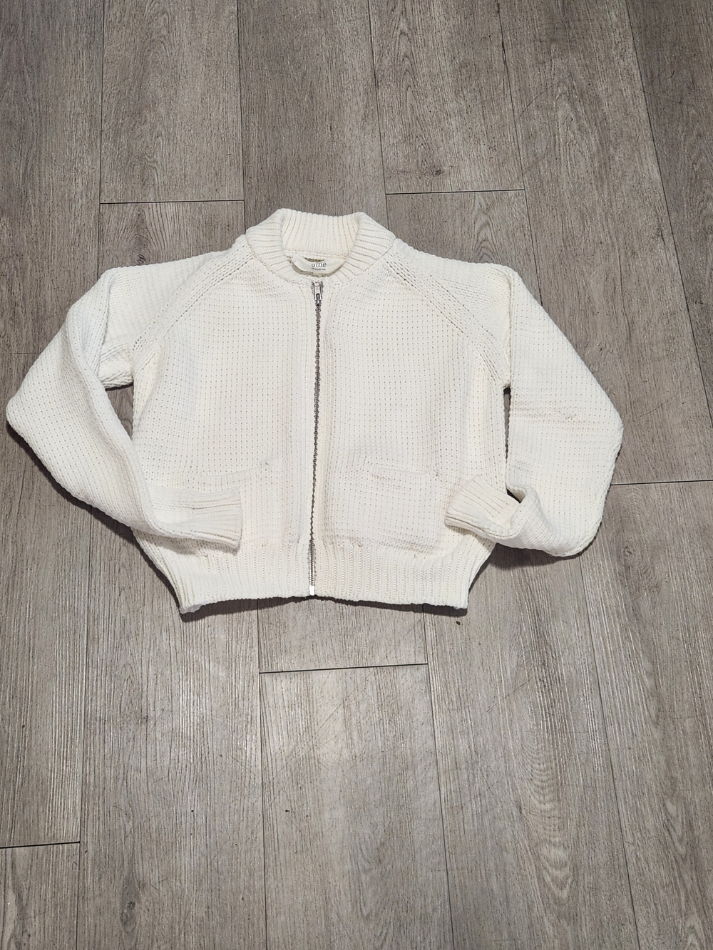 Athé Vanessa Bruno Cream Chunky Knit Zip Up Cardigan Sweater Small